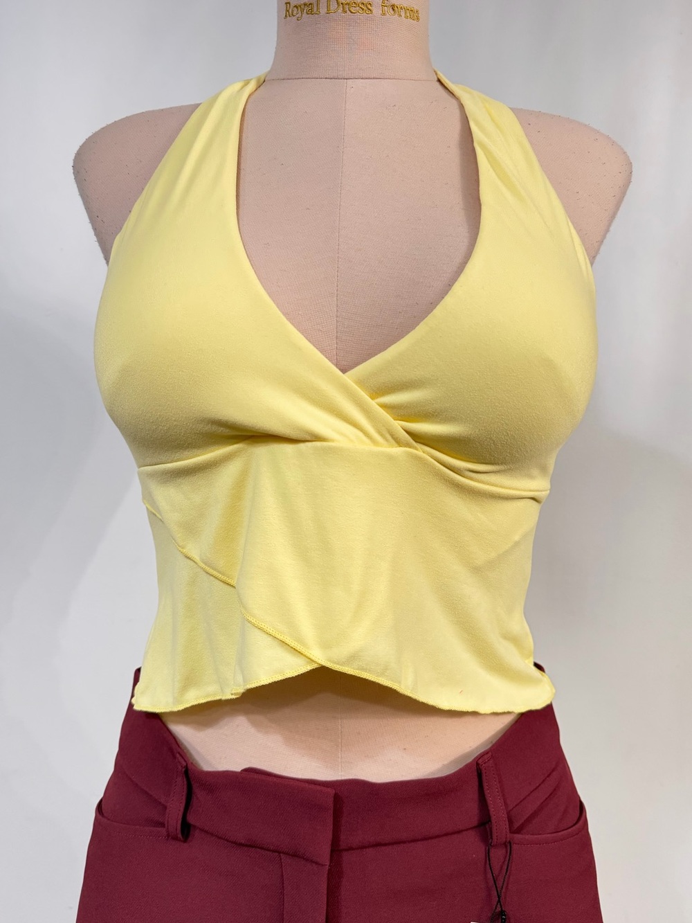 Tresser Pale Yellow Halter Wrap Crop Top Supersoft S M L